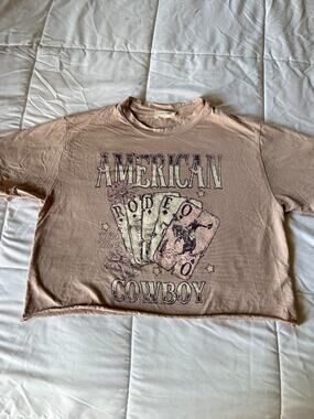 Refined Canvas American Rodeo Cowboy T Shirt M Western Graphic Crop Tee Boho
